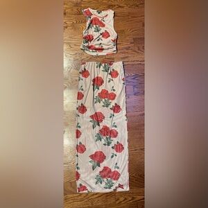 Floral Red and Cream 2piece set